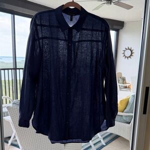 Eileen Fisher Navy Blue linen Blouse